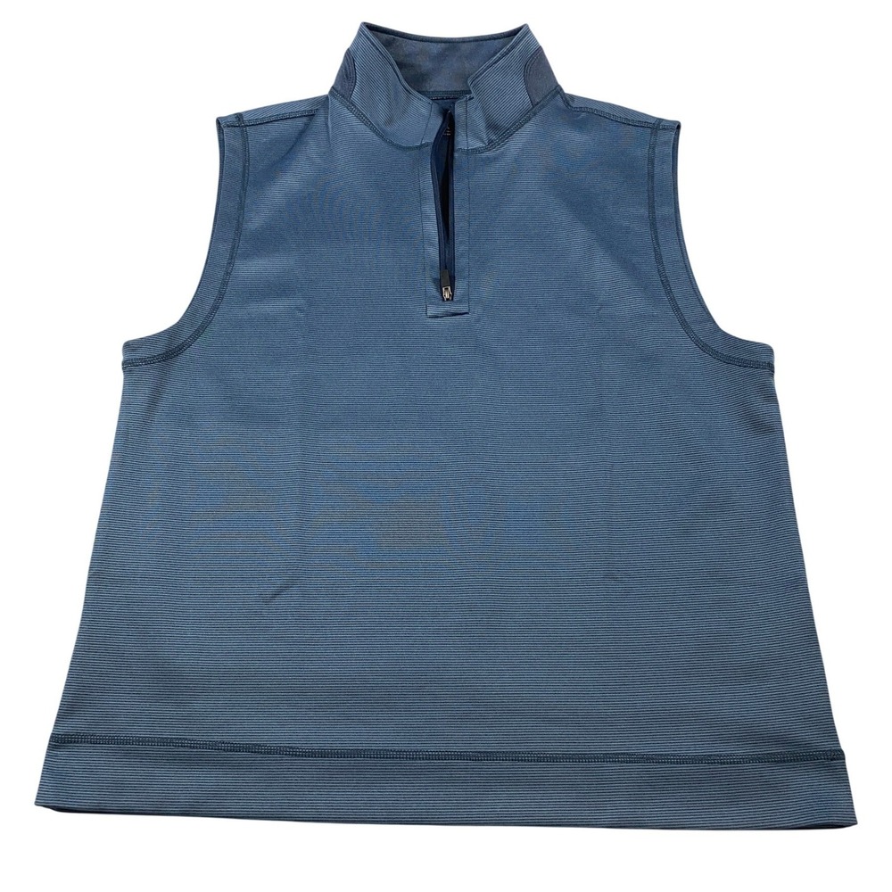 Hickey Freeman Mens Blue Micro Stripe Quarter Zip Golf Vest Large Pullover